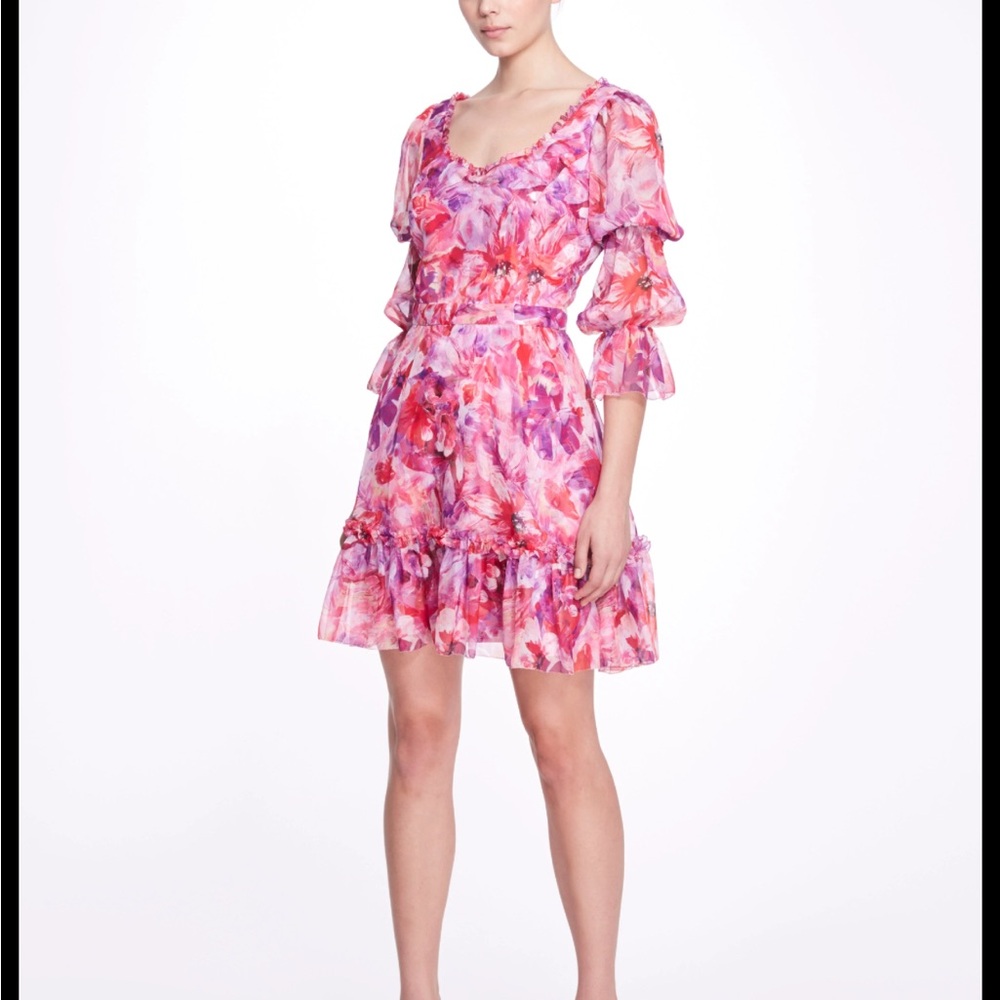 Marchesa Notte cocktail midi/mini dress - Flora